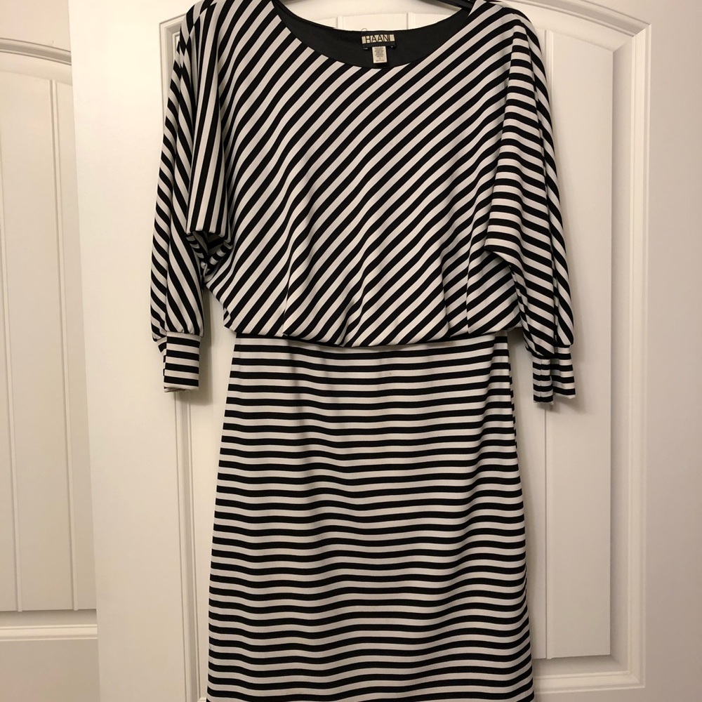 Black and white striped dress